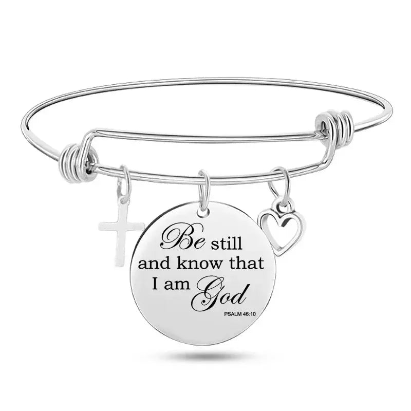 Jesus Christian Bible Scripture Stainless Steel Bangle Bracelet ODMPOD
