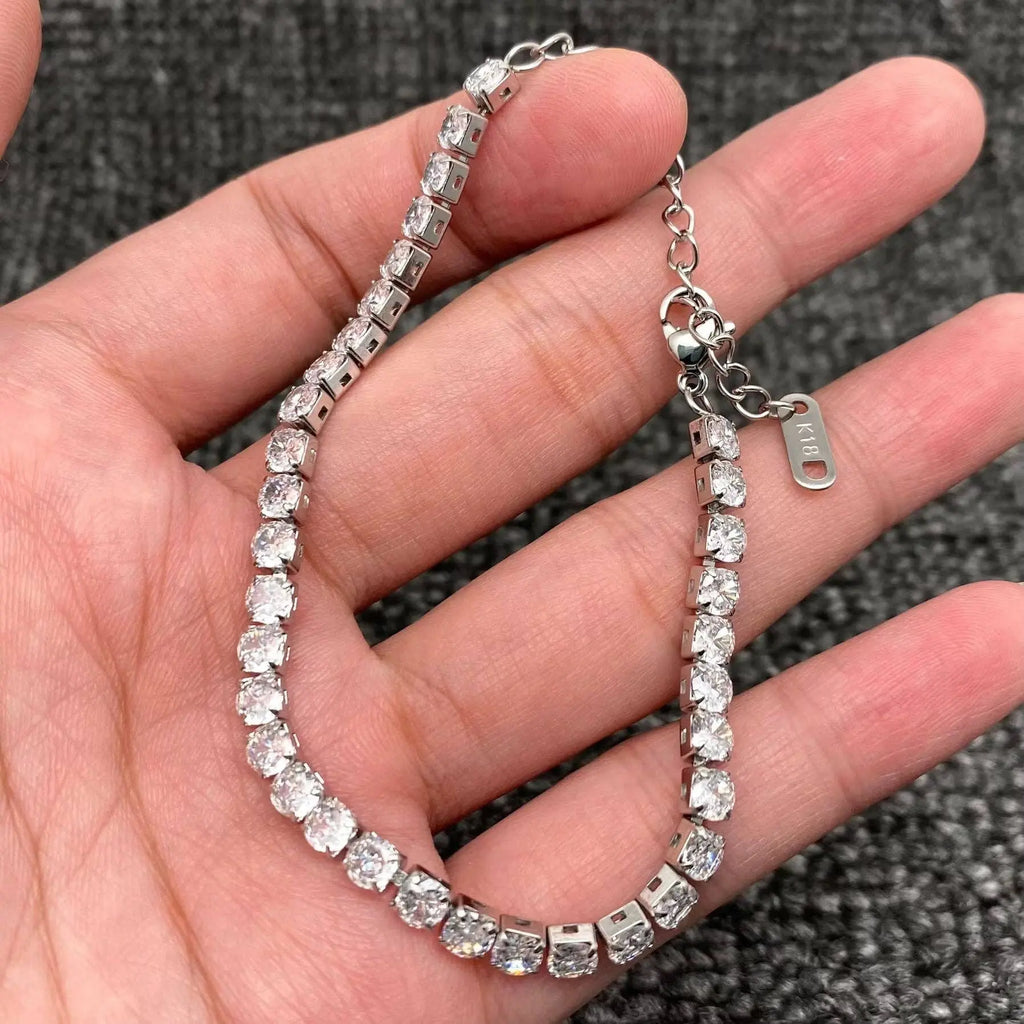 Sparkling Inlay CZ 18K Golden S.Steel Chain Bracelet - FGS Mio Queena