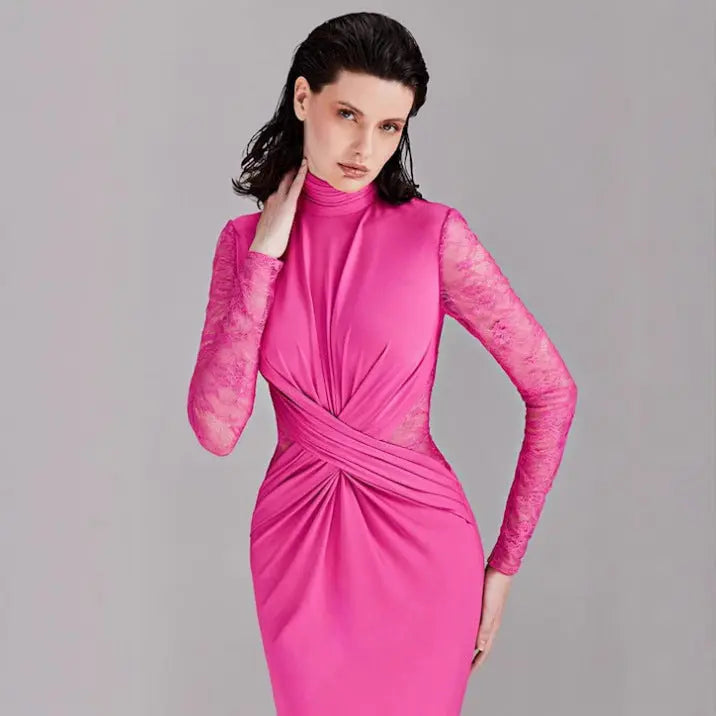 Vintage Lace Pleated Waist Tight Dress Eternal Bloom Co