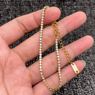 Sparkling Inlay CZ 18K Golden S.Steel Chain Bracelet - FGS