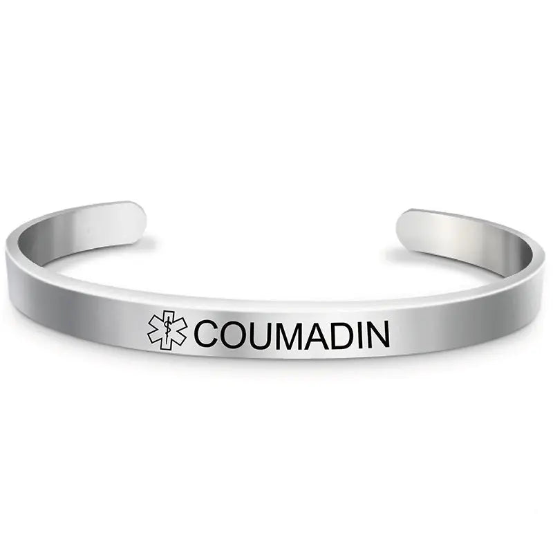 Fashion Silver Plated Medical Alert Cuff Bracelet EPILEPSY Diabetic Allergy Stainless Steel Bangle For Women Men ODMPOD