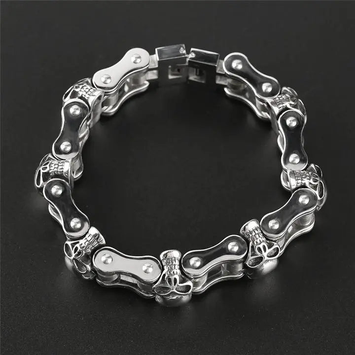 Chain Linked Skull Cuff Bracelet ODMPOD