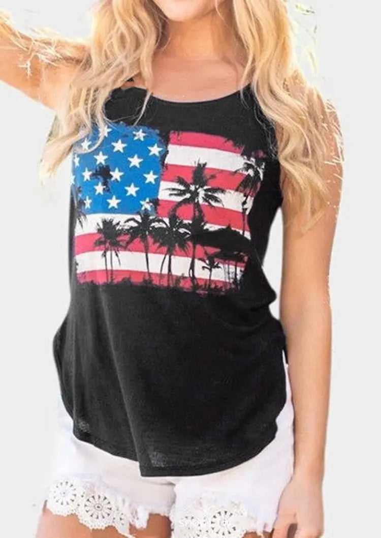 Flag printed tank top ODMPOD