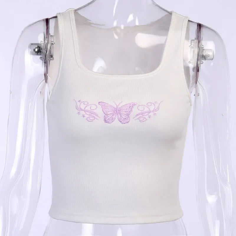 Embroidered Butterfly Sexy Tank Top ODMPOD