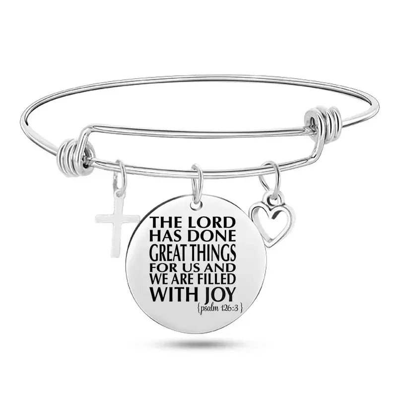 Jesus Christian Bible Scripture Stainless Steel Bangle Bracelet ODMPOD