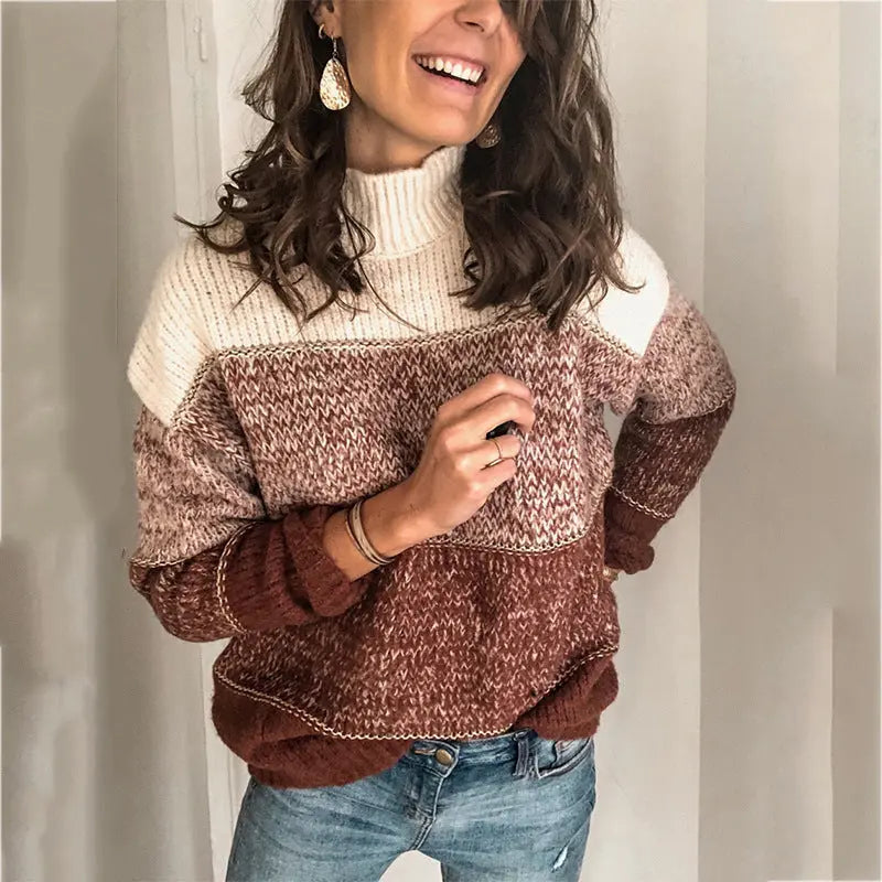 V-shaped stripe panel knit pullover ODMPOD