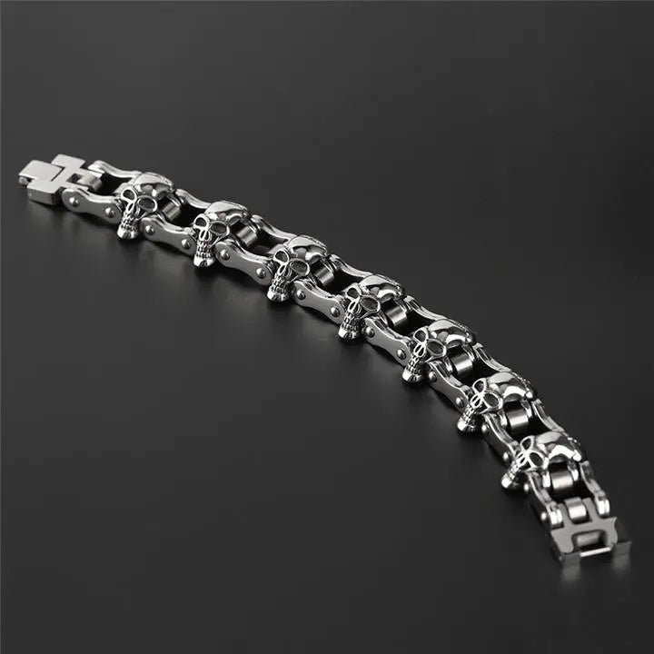 Chain Linked Skull Cuff Bracelet ODMPOD