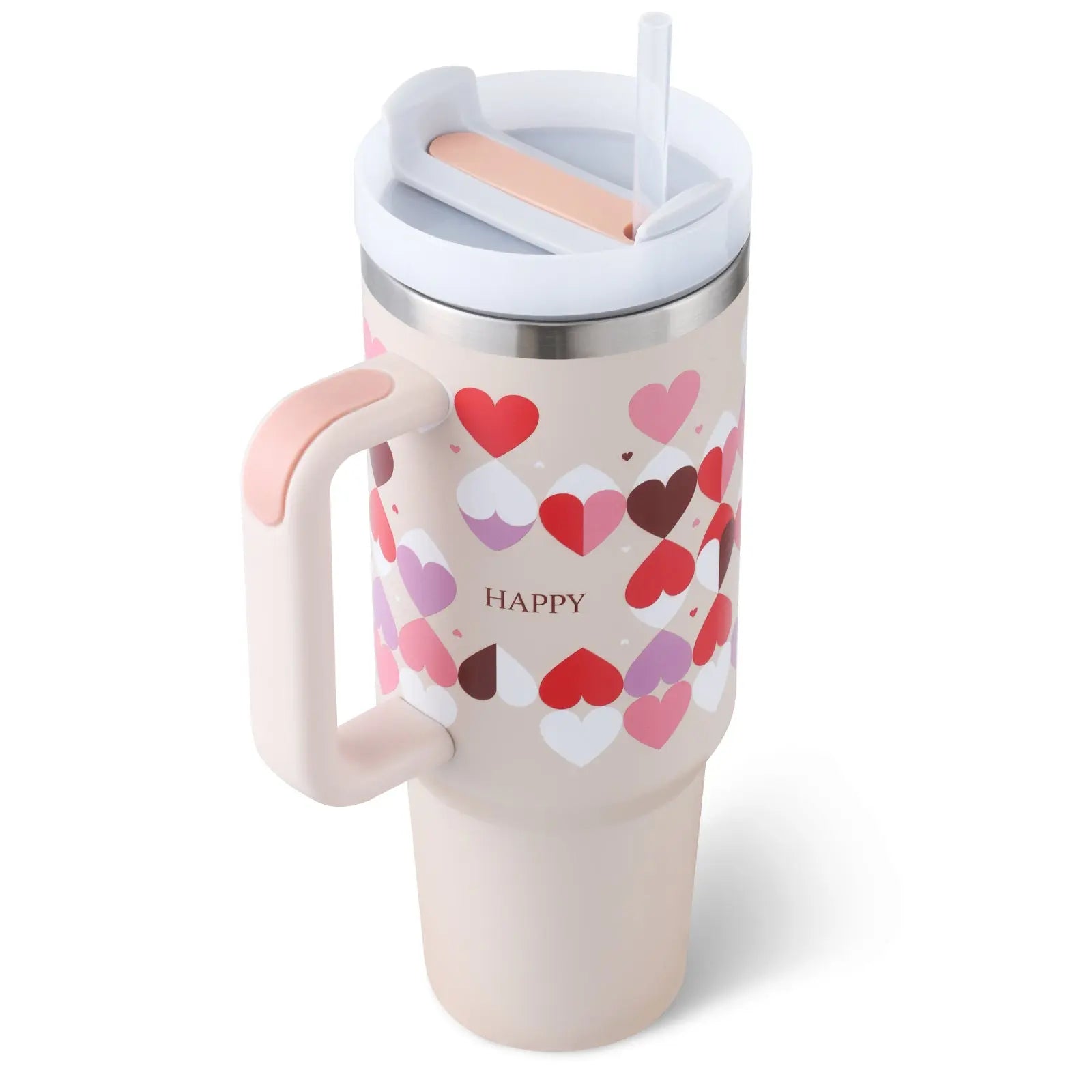 40 Oz Tumbler With Handle Straw Insulated, Stainless Steel Spill Proof Vacuum Coffee Cup Tumbler With Lid Tapered Mug Gifts For Valentine Lover Suitable For Car Gym Office Travel ODMPOD