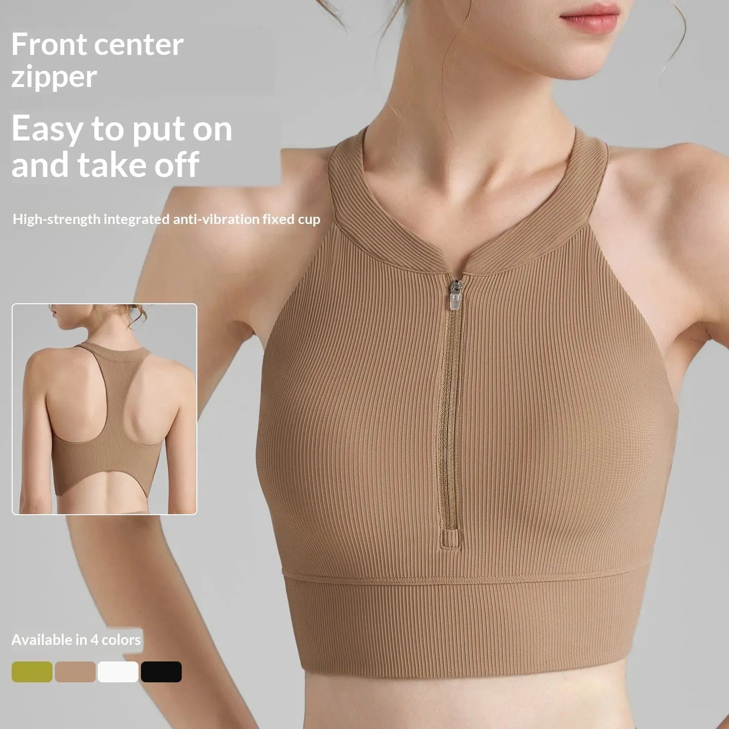High-intensity Ribbed Yoga Tank Top With Built-in Bra ODMPOD