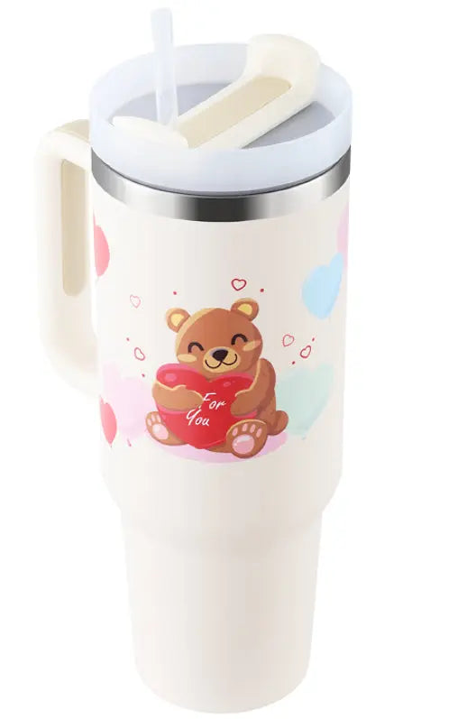 40 Oz Tumbler With Handle Straw Insulated, Stainless Steel Spill Proof Vacuum Coffee Cup Tumbler With Lid Tapered Mug Gifts For Valentine Lover Suitable For Car Gym Office Travel ODMPOD