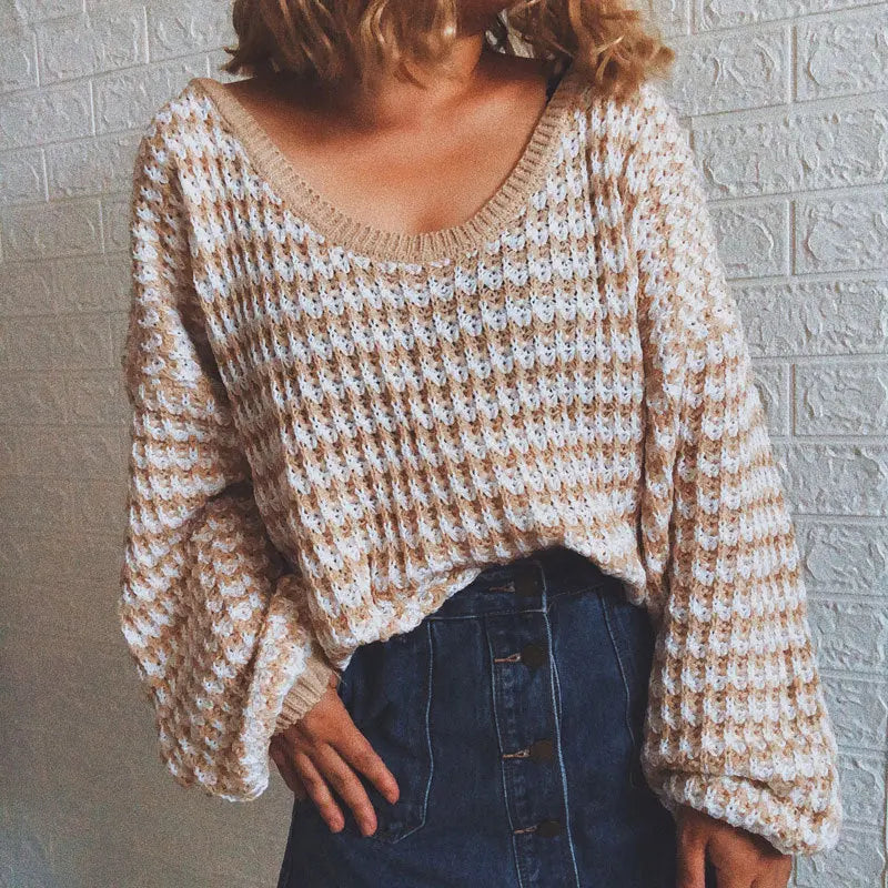 Pullover Striped Women's Knit Sweater ODMPOD