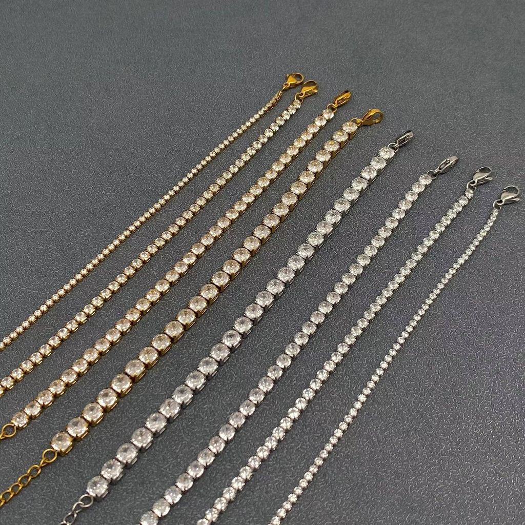 Sparkling Inlay CZ 18K Golden S.Steel Chain Bracelet - FGS Mio Queena