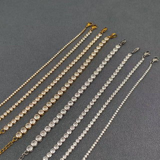 Sparkling Inlay CZ 18K Golden S.Steel Chain Bracelet - FGS