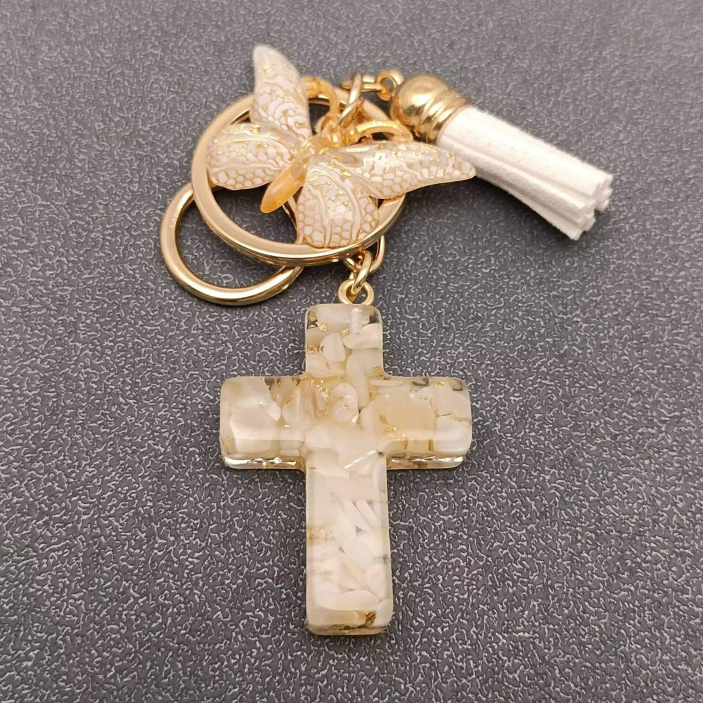 Resin Cross Butterfly Charm Tassel Keychain Bag Ornaments Mio Queena