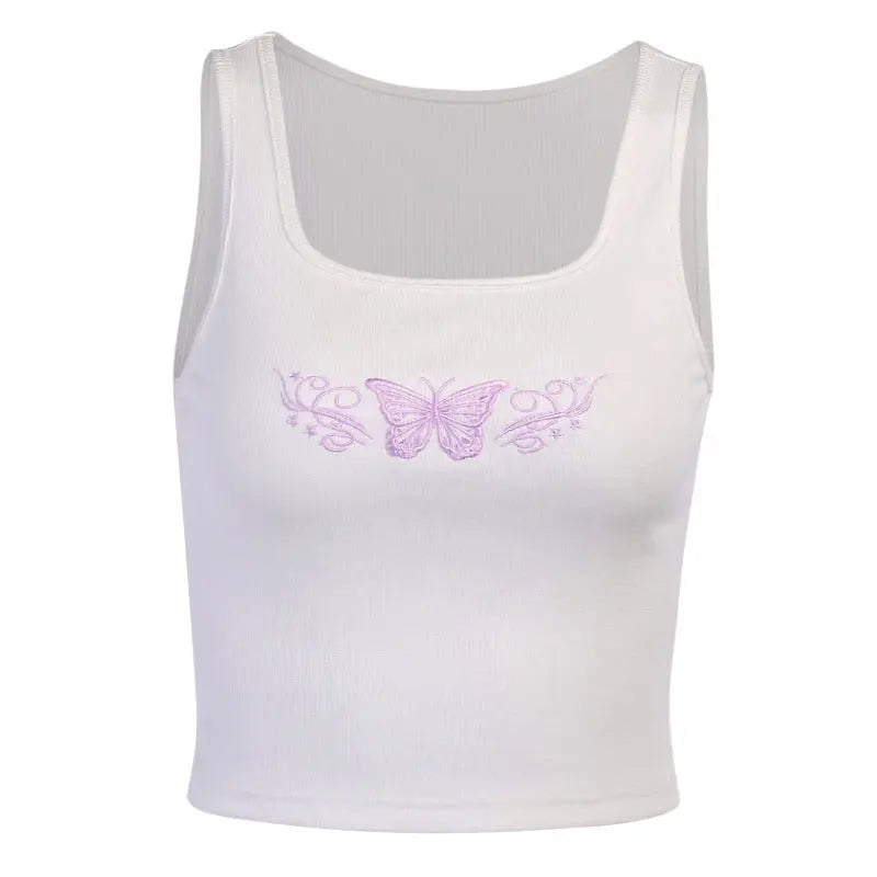 Embroidered Butterfly Sexy Tank Top ODMPOD