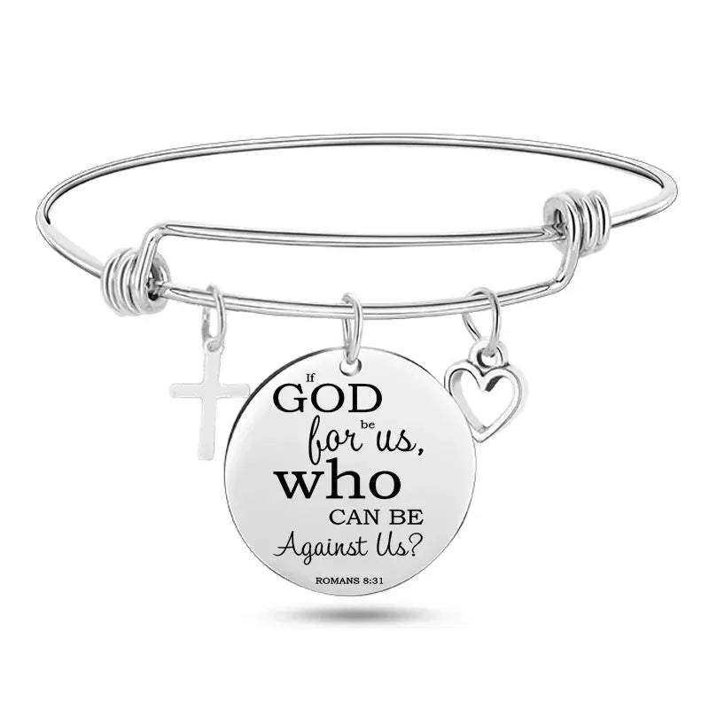Jesus Christian Bible Scripture Stainless Steel Bangle Bracelet ODMPOD