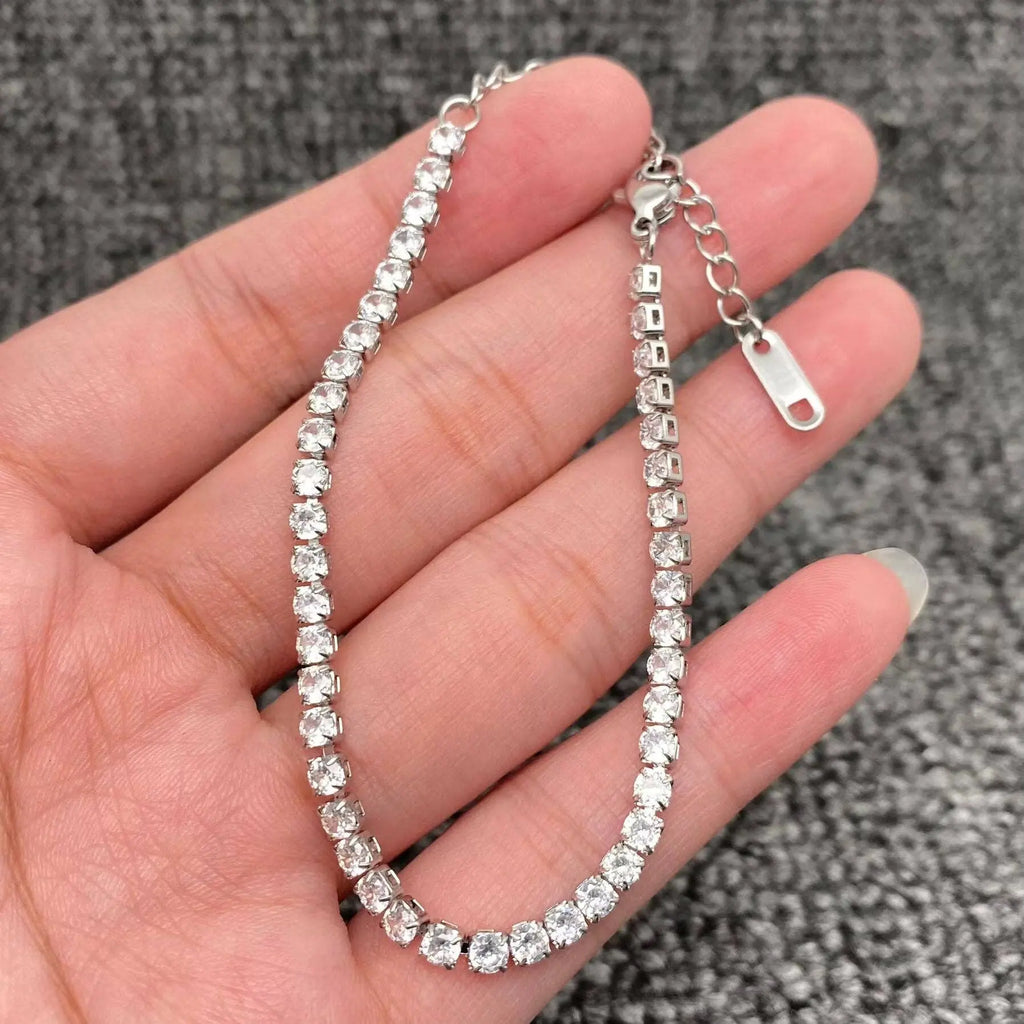 Sparkling Inlay CZ 18K Golden S.Steel Chain Bracelet - FGS Mio Queena