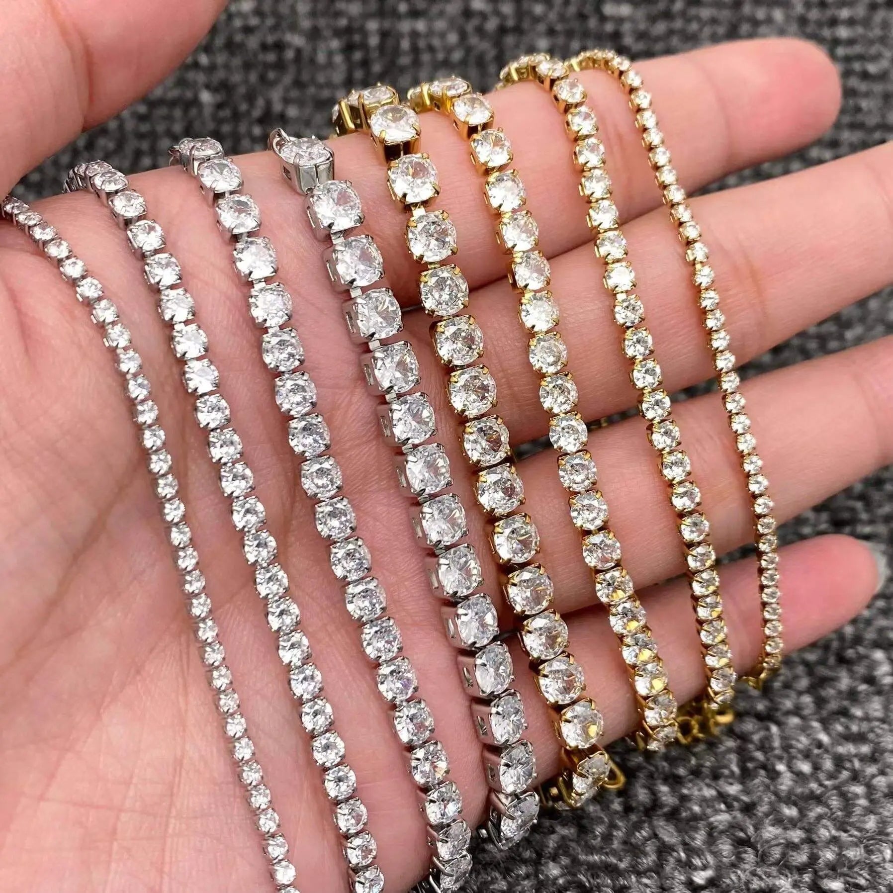Sparkling Inlay CZ 18K Golden S.Steel Chain Bracelet - FGS Mio Queena
