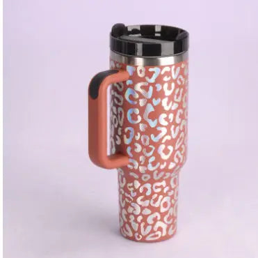 40 Oz Tumbler With Handle Straw Insulated, Stainless Steel Spill Proof Vacuum Coffee Cup Tumbler With Lid Tapered Mug Gifts For Valentine Lover Suitable For Car Gym Office Travel ODMPOD