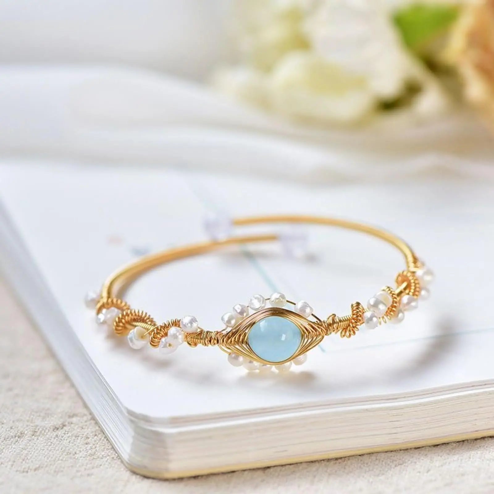 Pearl Bracelets For Women Gold Plating Pearl Bracelet Gold Wire Braided Vintage Style Bracelets Cuff Bracelets Fashion Bracelet ODMPOD