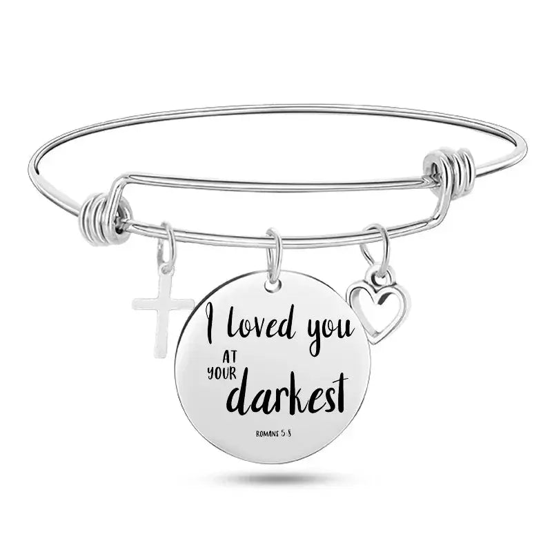 Jesus Christian Bible Scripture Stainless Steel Bangle Bracelet ODMPOD