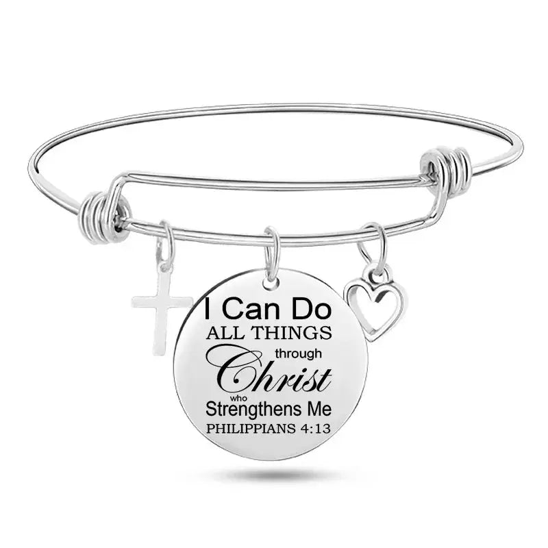 Jesus Christian Bible Scripture Stainless Steel Bangle Bracelet ODMPOD