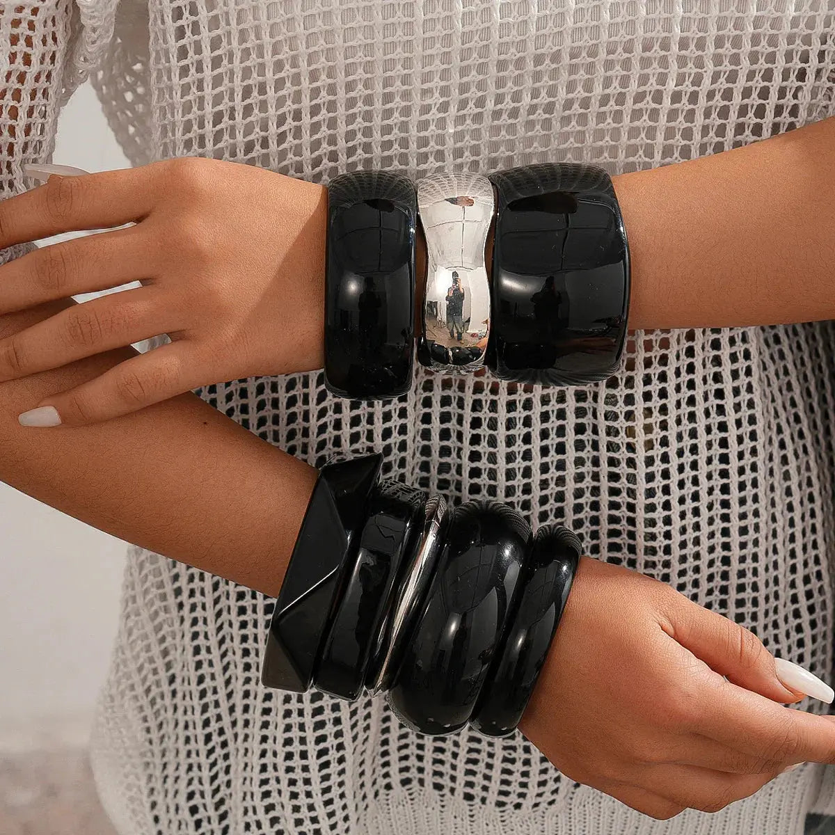 Metal Smooth-surfaced Irregular Square-open Bangle ODMPOD