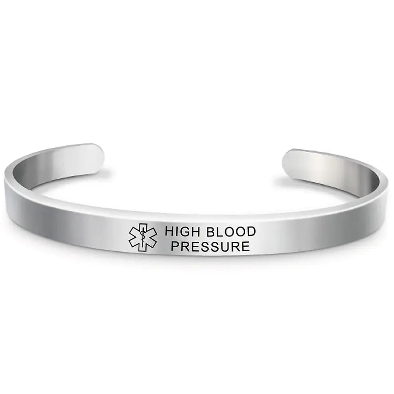 Fashion Silver Plated Medical Alert Cuff Bracelet EPILEPSY Diabetic Allergy Stainless Steel Bangle For Women Men ODMPOD