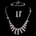 4 Pieces Rhinestones Necklace Set With Earrings Ring And Bracelet Fashion Jewelry For Women Eternal Bloom Co