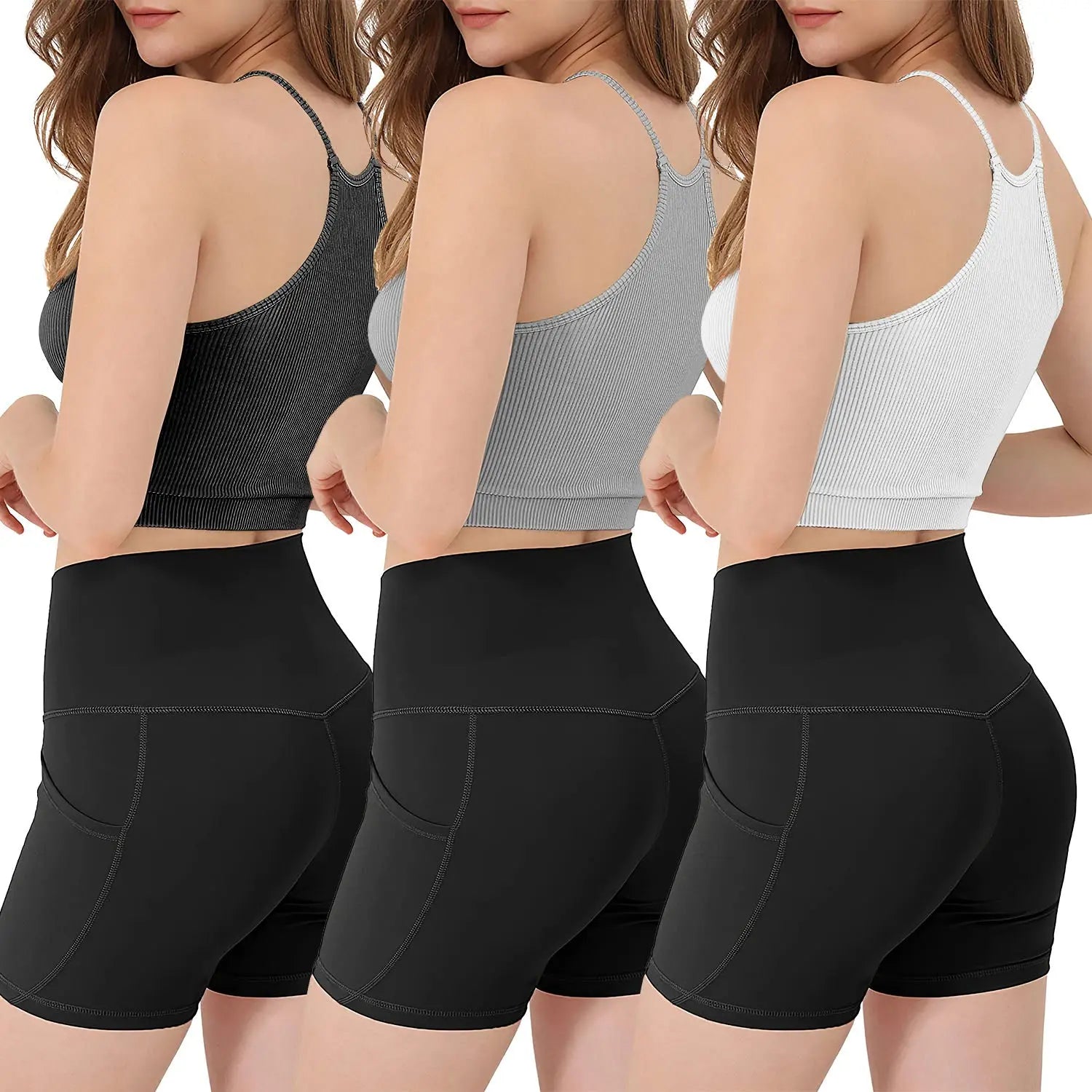 3 Pack Women Crop Basic Tank Top Ribbed Knit Sleeveless Round Neck 9 Color Machine Wash Summer Crop S To XL ODMPOD