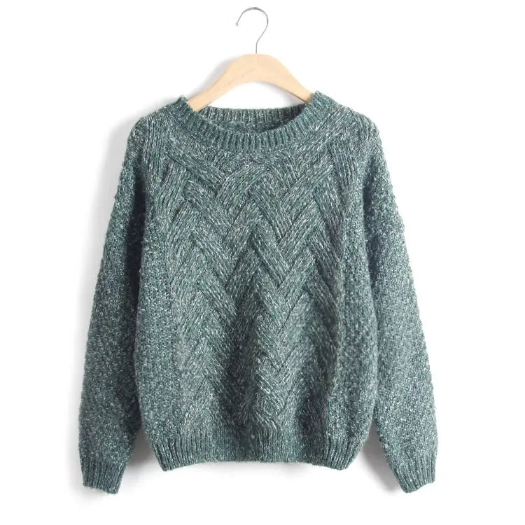 Coarse needle plaid knit pullover ODMPOD