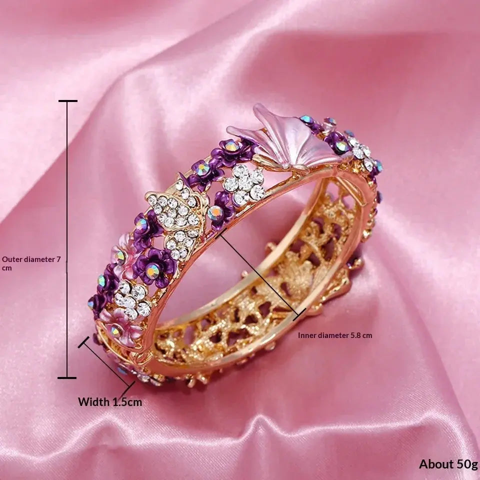Painted Butterfly And Flower Open Bangle ODMPOD
