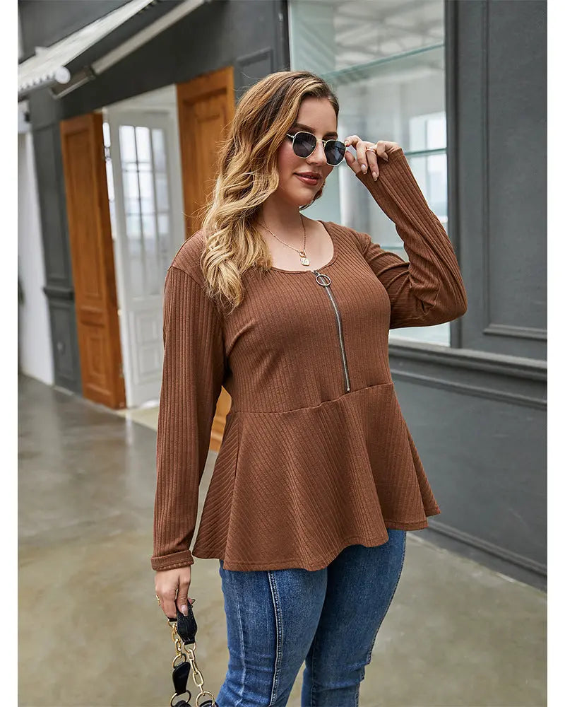 Pullover knit zip top ODMPOD