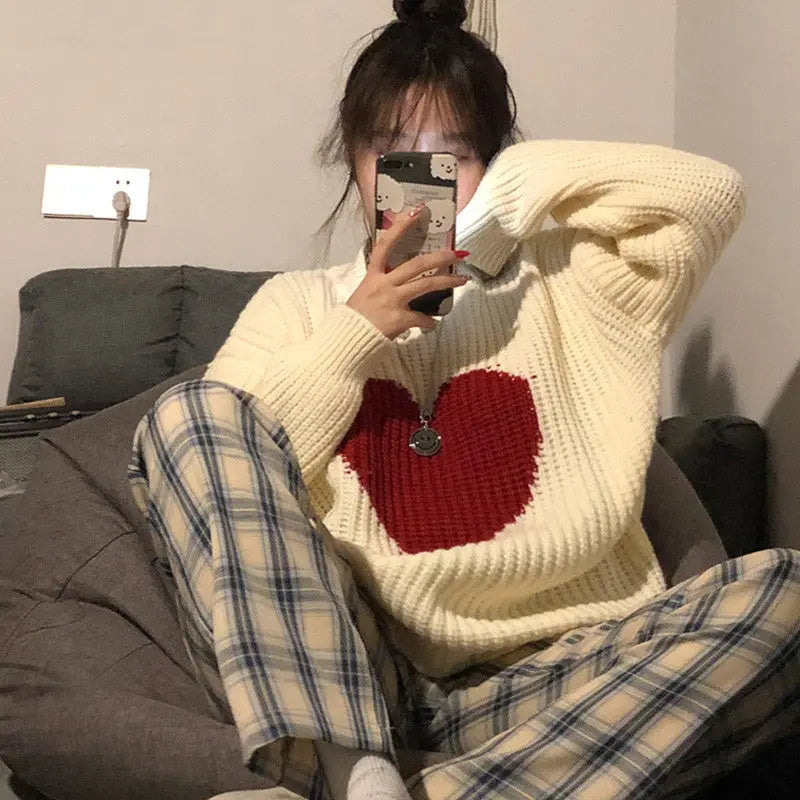 Women's Vintage Pullover Crewneck Knit Top ODMPOD