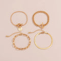 Punk Metal Chain Bracelet 4-Piece Set  Hollow Geometric Flat Snake Bone Cuff  Edgy Hip-Hop Jewelry In Gold & Silver ODMPOD
