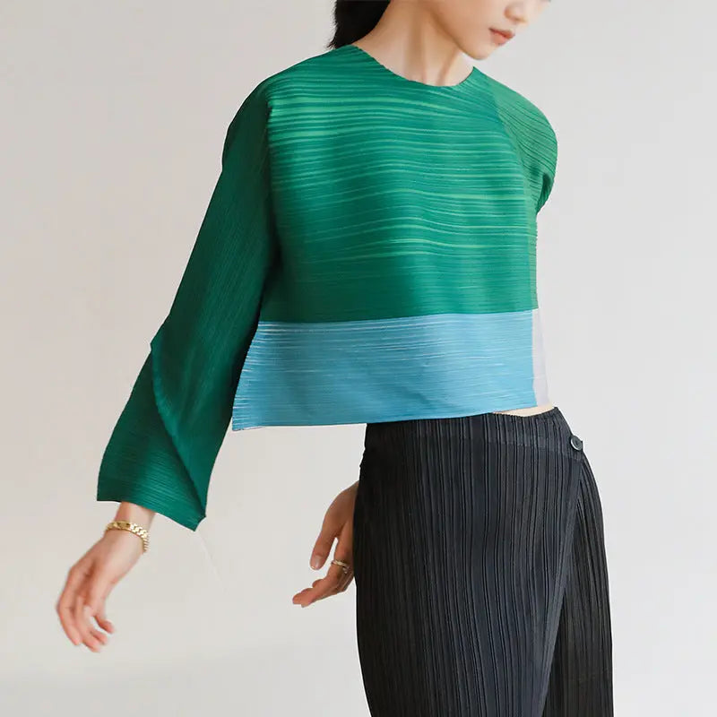 White Pigeon Peplum Top Pressing Shirt Short T-shirt Color Matching Western Style Slimming ODMPOD