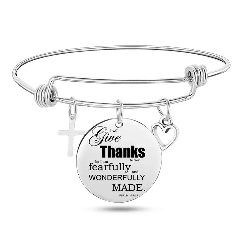 Jesus Christian Bible Scripture Stainless Steel Bangle Bracelet ODMPOD