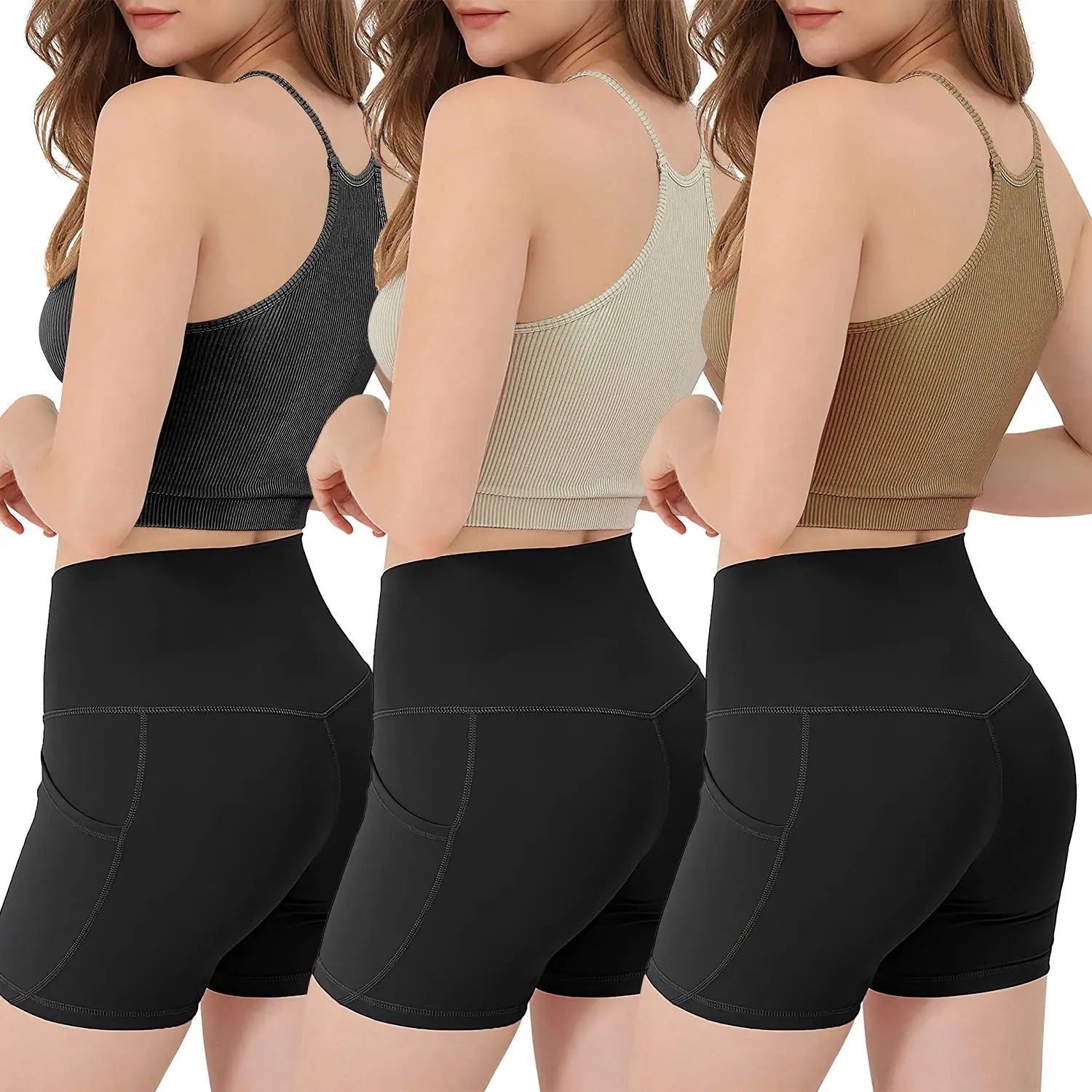 3 Pack Women Crop Basic Tank Top Ribbed Knit Sleeveless Round Neck 9 Color Machine Wash Summer Crop S To XL ODMPOD