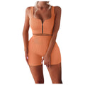 Two-piece Suit Ribbed Zipper Tank Top High Waist Shorts Yoga Suit ODMPOD