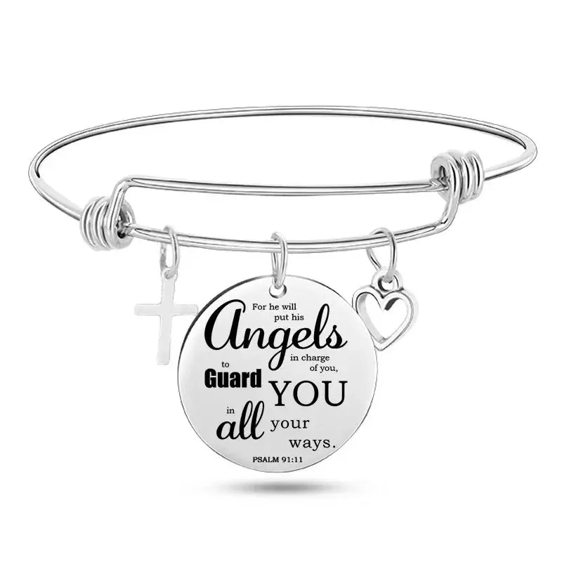 Jesus Christian Bible Scripture Stainless Steel Bangle Bracelet ODMPOD