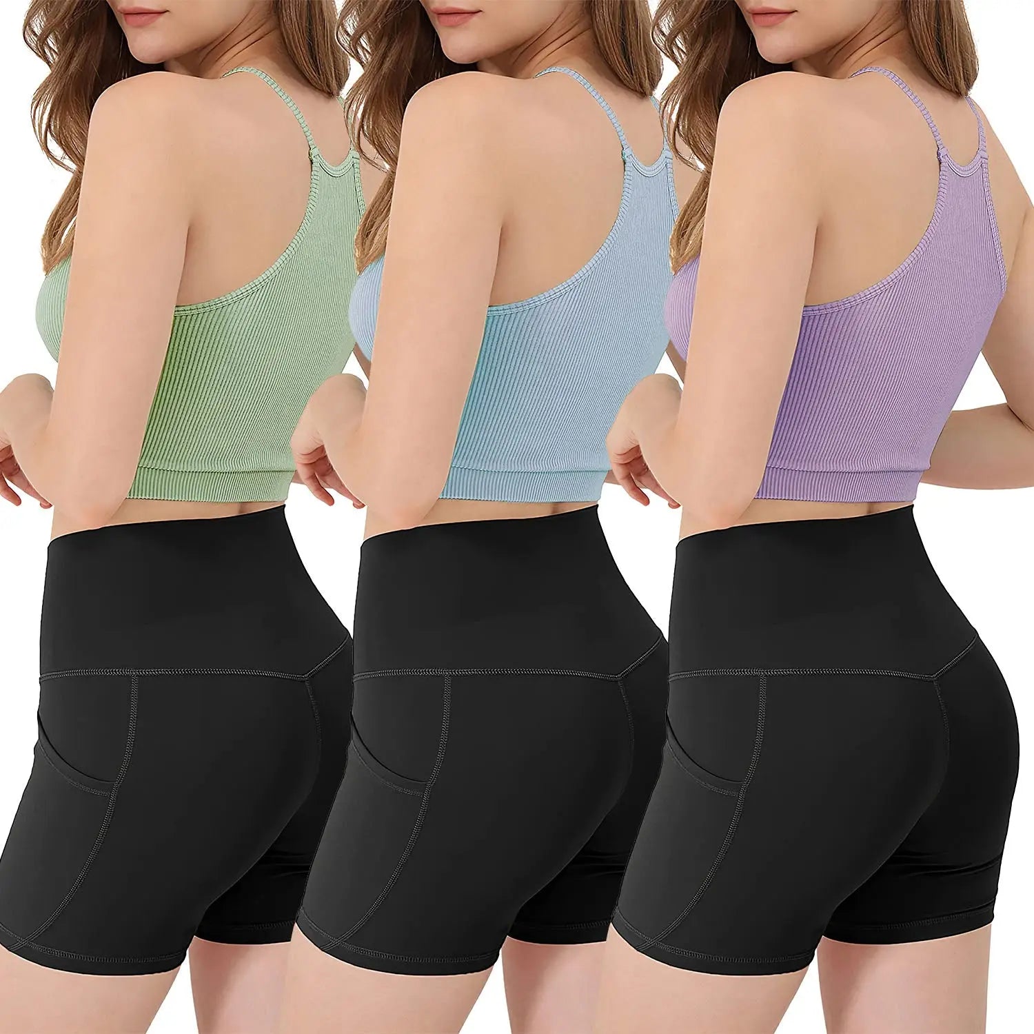 3 Pack Women Crop Basic Tank Top Ribbed Knit Sleeveless Round Neck 9 Color Machine Wash Summer Crop S To XL ODMPOD