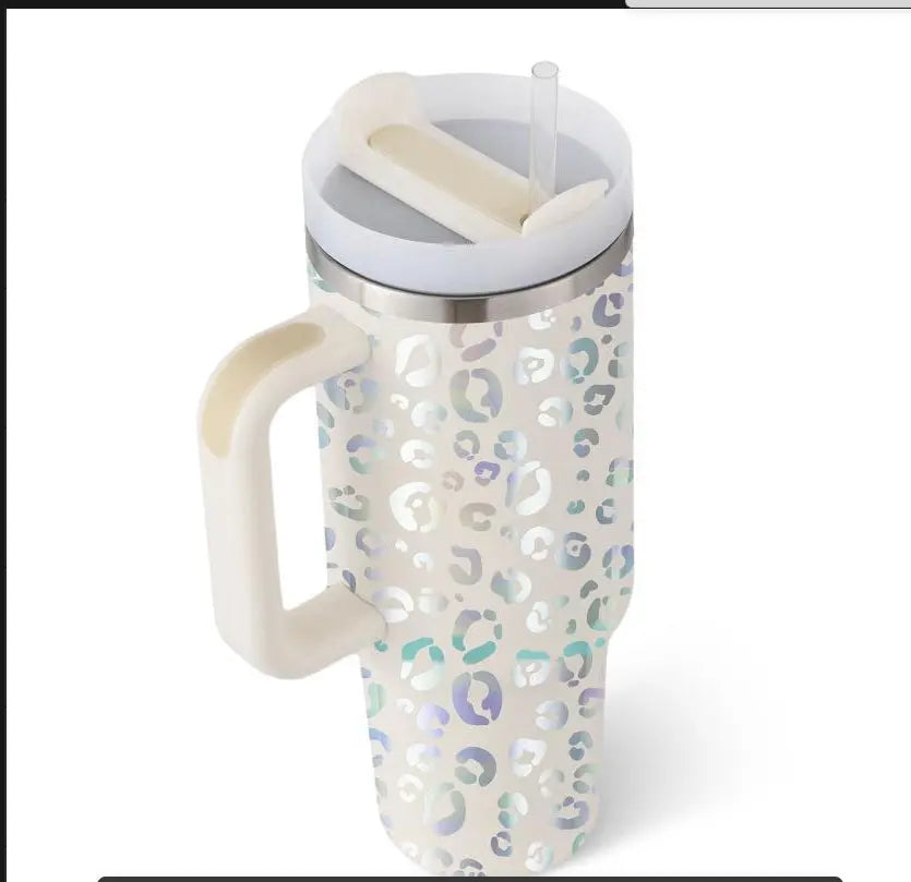 40 Oz Tumbler With Handle Straw Insulated, Stainless Steel Spill Proof Vacuum Coffee Cup Tumbler With Lid Tapered Mug Gifts For Valentine Lover Suitable For Car Gym Office Travel ODMPOD