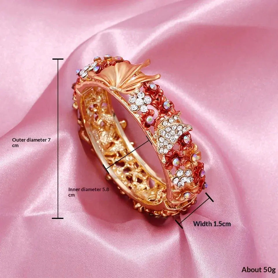 Painted Butterfly And Flower Open Bangle ODMPOD