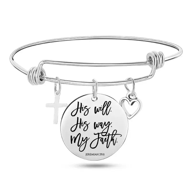 Jesus Christian Bible Scripture Stainless Steel Bangle Bracelet ODMPOD