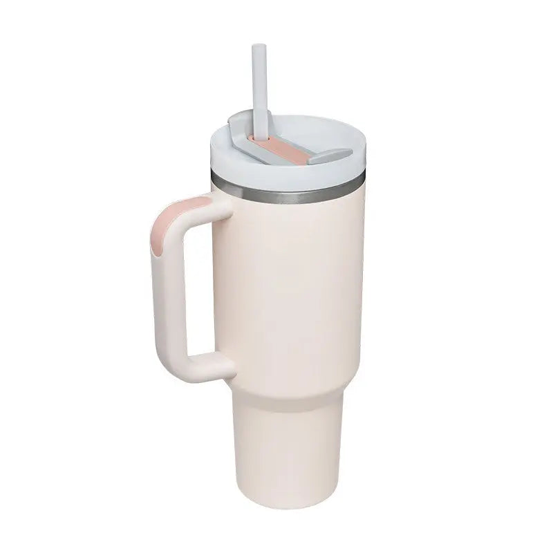 40 Oz Tumbler With Handle Straw Insulated, Stainless Steel Spill Proof Vacuum Coffee Cup Tumbler With Lid Tapered Mug Gifts For Valentine Lover Suitable For Car Gym Office Travel ODMPOD