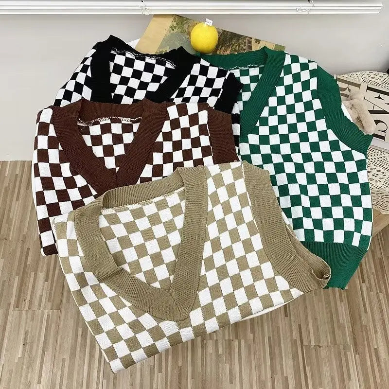 Plaid Pullover Trend Knit Sweater ODMPOD