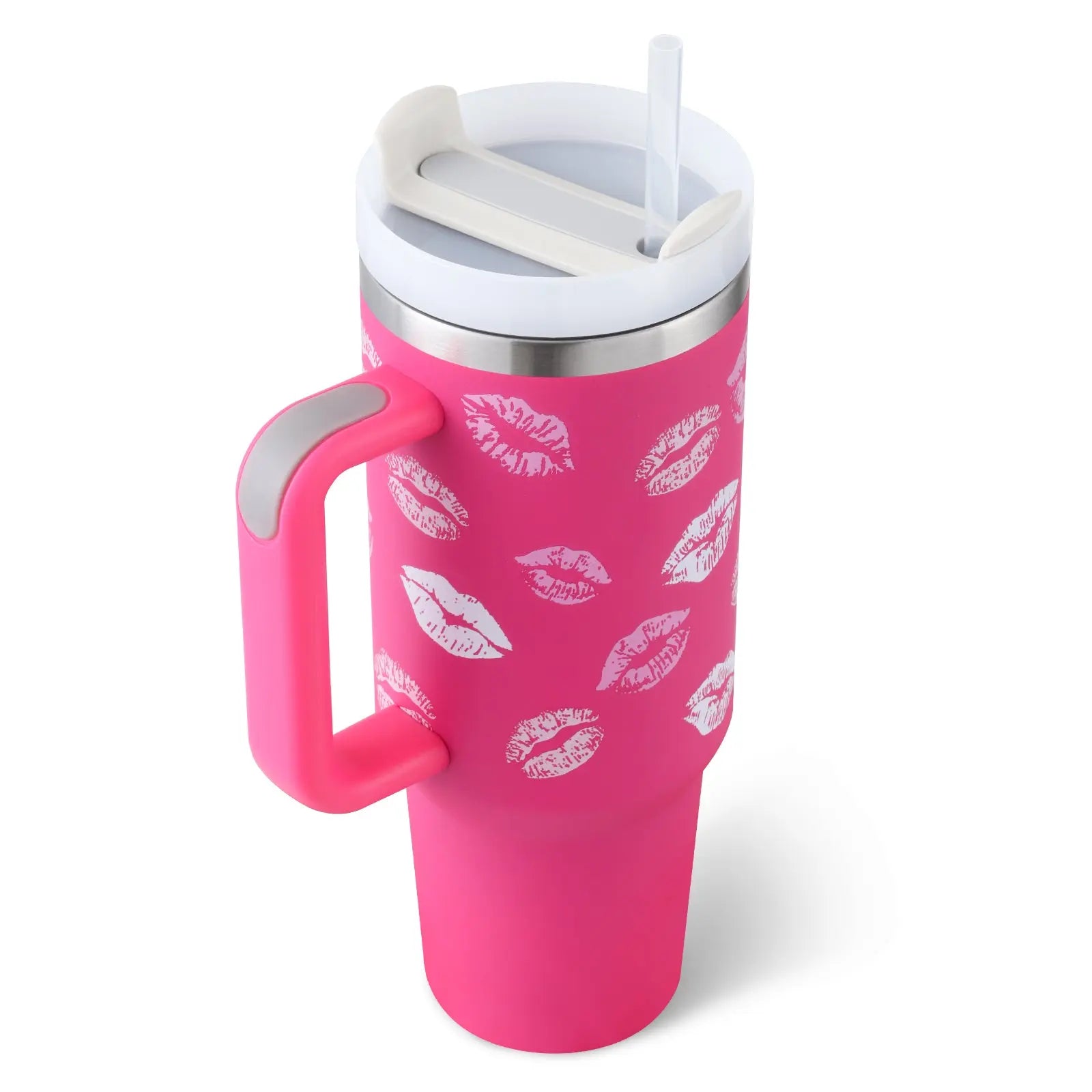 40 Oz Tumbler With Handle Straw Insulated, Stainless Steel Spill Proof Vacuum Coffee Cup Tumbler With Lid Tapered Mug Gifts For Valentine Lover Suitable For Car Gym Office Travel ODMPOD