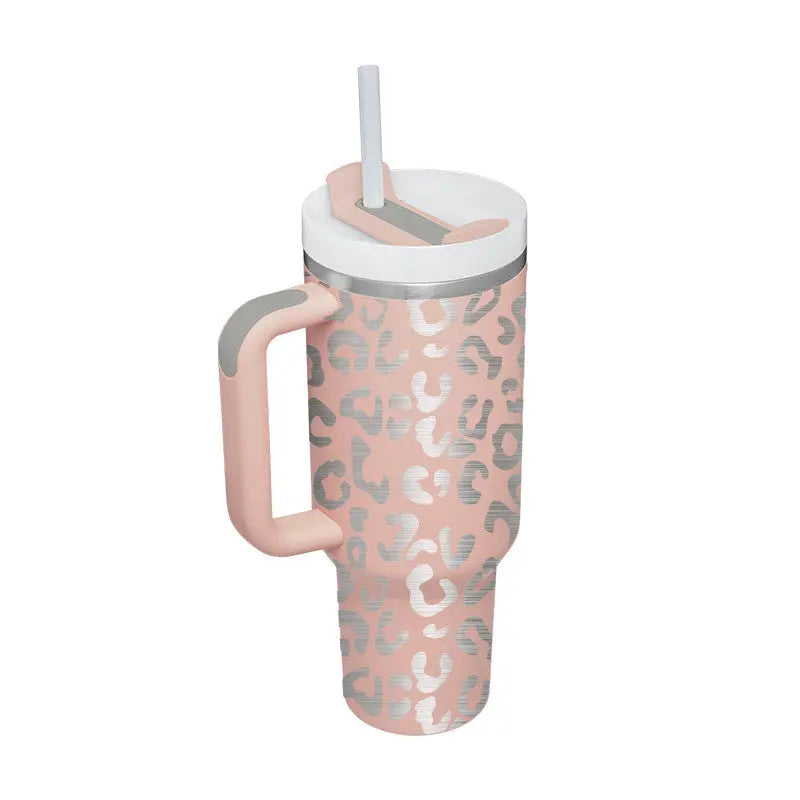 40 Oz Tumbler With Handle Straw Insulated, Stainless Steel Spill Proof Vacuum Coffee Cup Tumbler With Lid Tapered Mug Gifts For Valentine Lover Suitable For Car Gym Office Travel ODMPOD