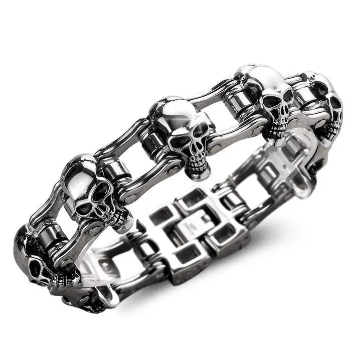 Chain Linked Skull Cuff Bracelet ODMPOD