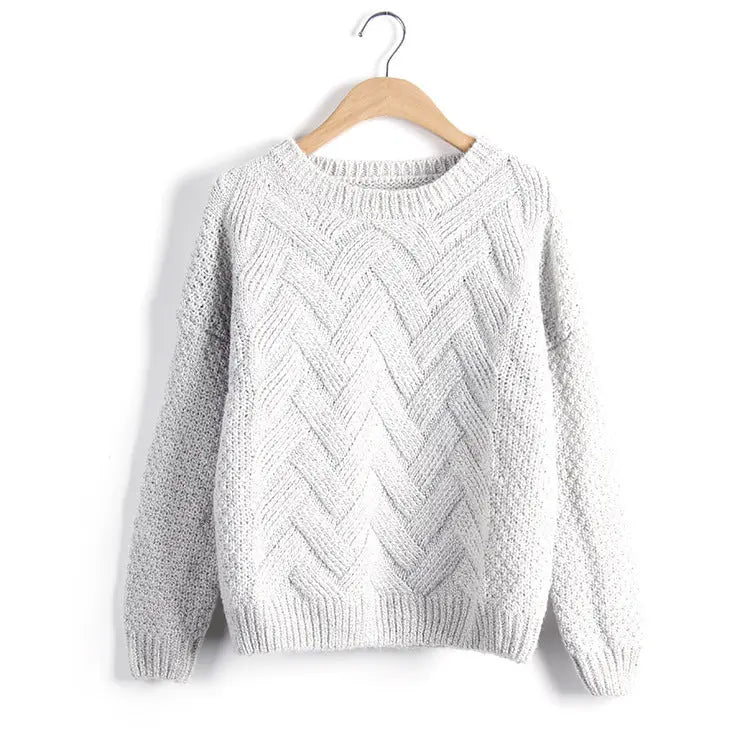 Coarse needle plaid knit pullover ODMPOD